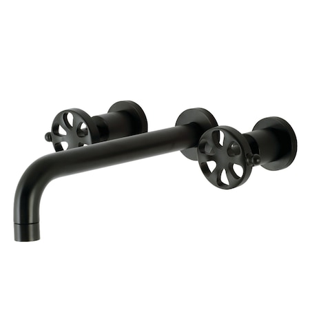 Kingston Brass KS8020RX Two-Handle Wall Mount Tub Faucet, Matte Black KS8020RX